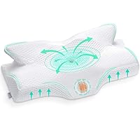 Elviros Cervical Orthopedische Memory Foam Kussen Verwijderbaar Ergonomisch nekkussen voor nek en schouderpijn neksteun kussen voor zijslapers, Wit-S Elviros Cervical Orthopedische Memory Foam Kussen Verwijderbaar Ergonomisch nekkussen voor nek en schouderpijn neksteun kussen voor zijslapers, Wit-S