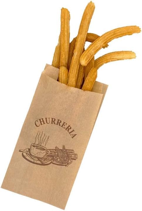 BALSAT | Bolsa Kraft Para Churrería | Antigrasa | Medidas a Elegir (100, 14+7x27 - Marrón Kraft)