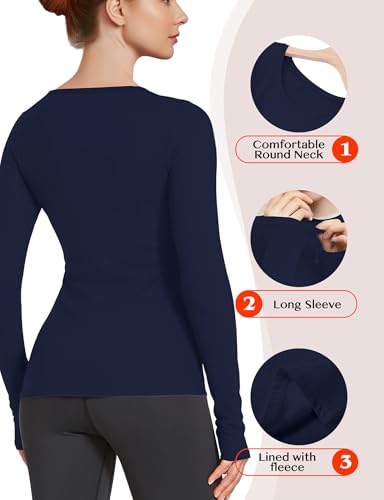 Image of Women's Long Sleeve Thermal Underwear Lightweight Compression Baselayer Shirt Women Clothing Premium Comfort Winter Tops