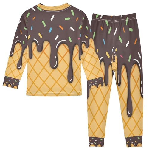 ALAZA Chocolate Ice Cream Stylish 2 Piece Pajama Set Long Sleeve Top and Pants Sleepwear Unisex2