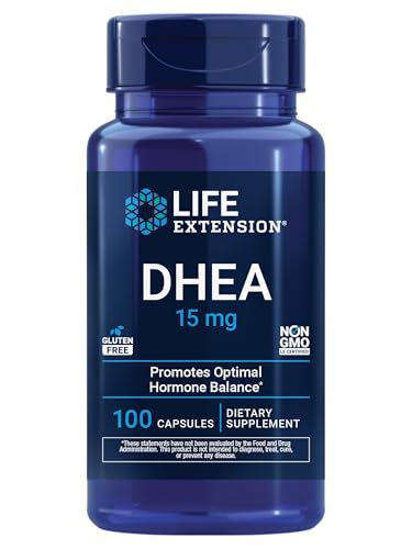 Life Extension DHEA 15 mg – Hormone Balance Supplement, Memory, Muscle Mass and Bone Density Support, Healthy Sex Drive, Gluten-Free, Non-GMO, 100 Capsules