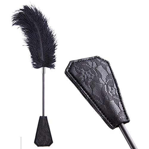 image for Rekink Ostrich Feather Tickler 2 Piece Set | Adult Sex Toys Whip and R