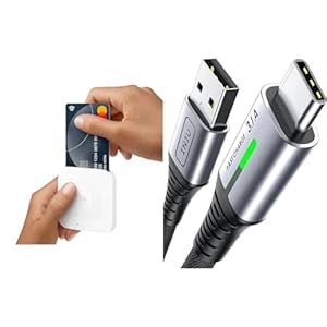 Square bluetooth Contactless Card Reader (2nd generation) – Take contactless & card payments & INIU USB C Charger Cable 2m 3.1A Type C Cable Fast Charging, Braided USB A to USB-C Phone Charger
