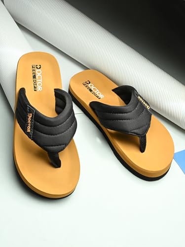 Image of Cushioned Flip Flops for Men | Padded Fabric Strap Thong Slippers | Lightweight Anti-Slip EVA Sole Everyday Wear Footwear