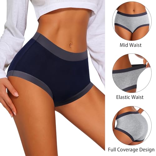 Image of Eiggam Women's Cotton Bikini Panties,High-Cut Full Coverage Stretch Cool Underwear for Women