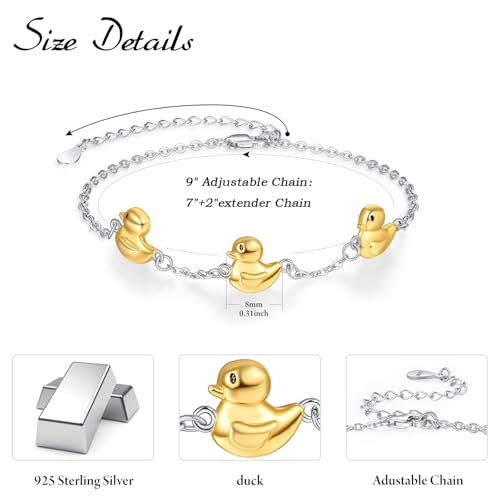 Palpitate Duck Bracelets for Women 925 Sterling Silver Cute Duck Jewelry Birthday for Daughter Wife Friend2