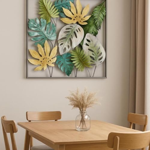 Image of Iron Big Handcrafted Multicolor Rectangular Metal Abstract Wall Art Decorative Wall Frame Sculpture for Living Room Bedroom Drawing Room Home Decor