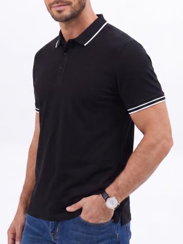 Camiseta polo para hombre de manga corta en mezcla de algodón, estilo clásico casual para golf | Material suave y transpirable, con tecnología antitranspirante, lavable a máquina miniatura 4