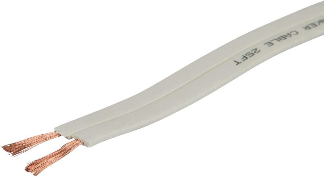 Pure Copper Flat Speaker Wire - CL2 in Wall Rated, Jacketed in PVC Material, 16AWG, 100 Feet