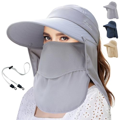 Consejos para Comprar Ropa de Escalada para Mujer - solo los mejores. 43 VIDA4U 4 en 1 Sombreros de Sol para Mujeres, Sombrero con protección Solar UV, Sombrero con ala Ancha para Exteriores, Sombrero Ajustable para Playa, Caminar, Escalar (Gris)