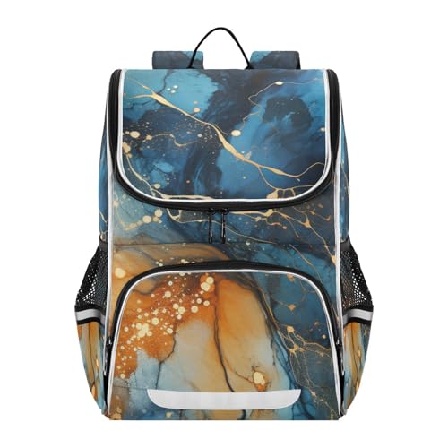 Mochila infantil de mármol azul metálico con bandas reflectantes