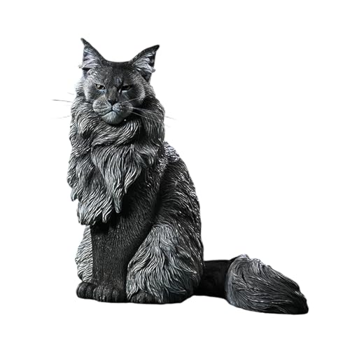 PEWETE メイン猫の置物樹脂動物像装飾モデルかわいい座っている猫の像芝生飾りダイニングルーム農家の芝生, Style B