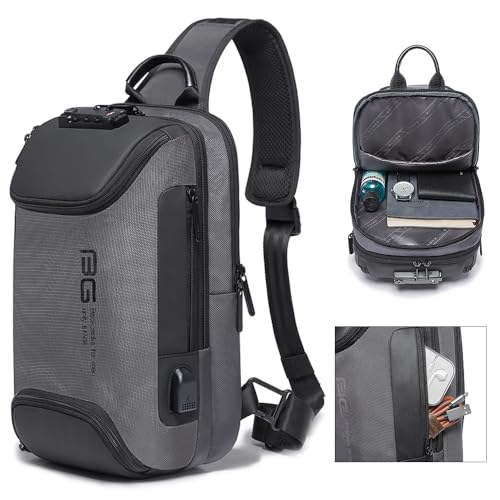 Image of BANGE Anti Theft Sling Bag with USB Charging Port, Waterproof Crossbody Chest Pack, Lightweight Travel Daypack Shoulder Bag for Men Women