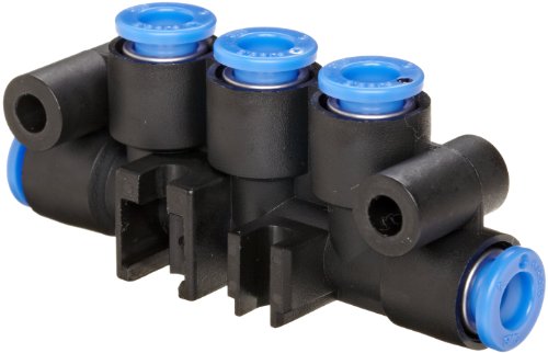 SMC KM16-06-06-3 PBT Push-To-Connect Tubing Manifold, 2 Inlets-6 mm, 3 Outlets-6 mm Tube OD