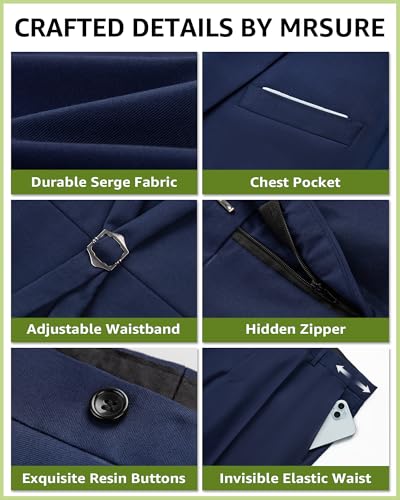 MrSure Men's 2-Piece Suit, Vest Pants Set for Men, Casual Waistcoat with Tie for Prom Wedding Homecoming3