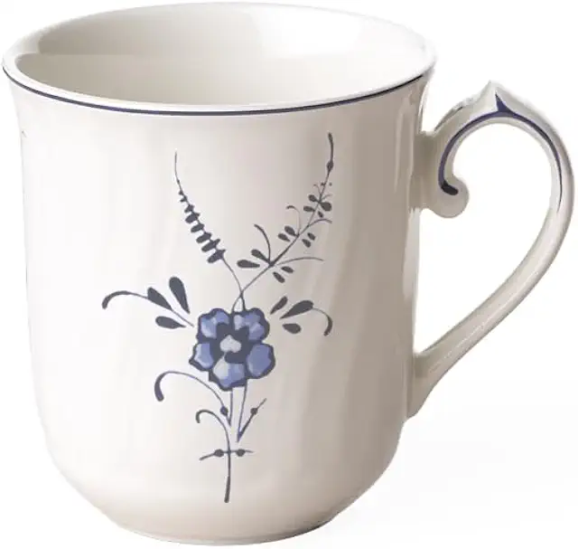 Villeroy & Boch Vieux Luxembourg Henkelbecher Weiß, Porzellan Kaffeetasse 350 ml