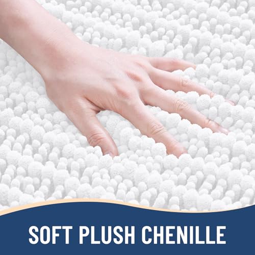Image of Arotive Round Bathroom Rugs 24x24, Extra Soft Thick Absorbent Shaggy Chenille Bath Rugs, Machine Wash Dry, Bath Mats for Bathroom Floor, Tub and Shower, Home Decor Accessories, White