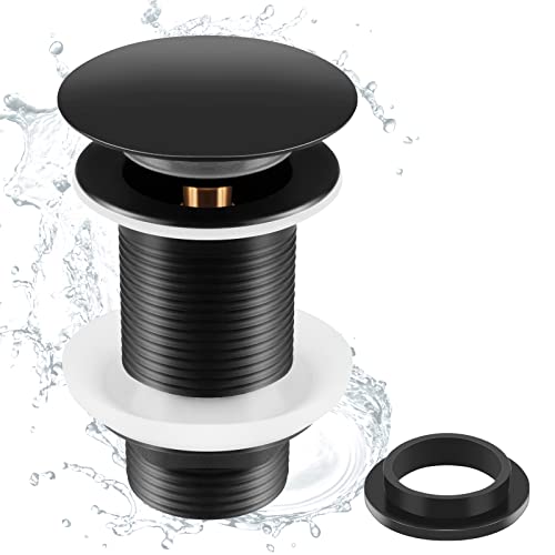 SKJJL Bonde de Lavabo Noir Sans Trop Plein, Bonde de Lavabo Pop Up Noir Universelle, Bonde de Vidage Sans Trop Plein, Bonde de Vidange Sans Trop Plein, Bonde Pop Up Automatique pour Vasque a Poser