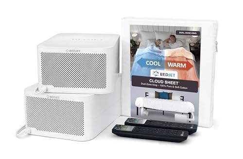 Image of BedJet 3 Dual Zone System Climate Comfort for Beds, Cooling Fan + Heating Air (Dual Zone, 2 BedJet Mini Units + King Size Cloud Sheet)