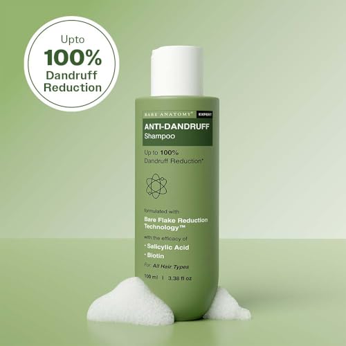 Image of Bare Anatomy Anti-Dandruff Shampoo | Up To 100% Dandruff Reduction | ZPTO-Free | pH 5.3 | Salicylic Acid, Piroctone Olamine & Biotin | Non-Drying Formula | For Strong, Smooth Hair | Unisex | 100 ml