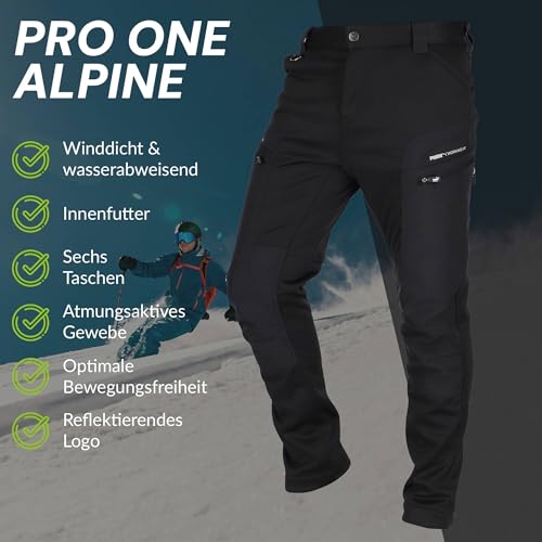 PUMA Workwear ProOne Alpine gefütterte Hosen Herren - Outdoor Hosen für Herren - Winddicht & Wasserabweisende Softshellhose - Elastische Arbeitshose Wanderhose Herren Winter - Schwarz - L