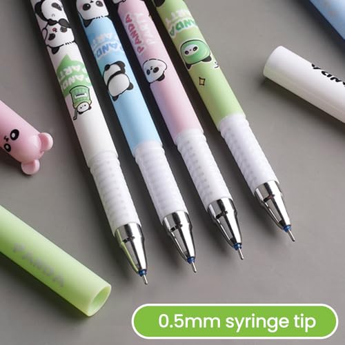 Radierbarer Kugelschreiber, 4 Stück Tintenroller Radierbar mit 20 Nachfüllungen, Cartoon Panda Löschbarer Stift, 0.5mm Erasable Pen Set für Schulsachen Bürobedarf Studenten Notizbuch Planer Journal