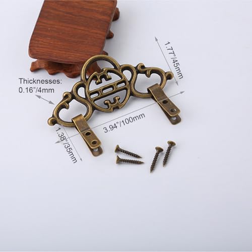 Image of Tiazza 2Pcs Chinese Style Vintage Brass Picture Frame Hook Hanger Decorative Painting Mirror Hanger (Antique Bronze)