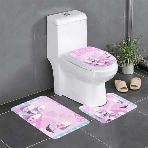 不思議の国のアリス ヤングオイスター (2) アニメ トイレマット 3点セット フタカバー 浴室足ふきマット 吸水 速乾 滑り止め 抗菌 防臭 洗える ふわふわ おしゃれ 40x60cm