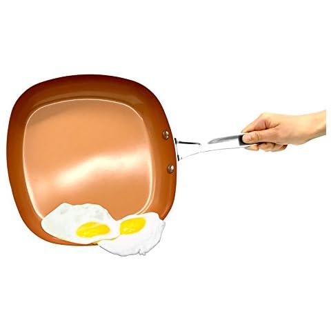 Gotham Steel 1736 Shallow Fry Pan, Aluminum, Brown Cover