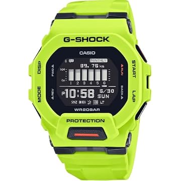 Casio Relógio masculino digital automático com pulseira de plástico G1148, amarelo neon, 49,4 × 45,9 × 15 mm, pulseira, Amarelo neon, 49.4×45.9×15mm, alça