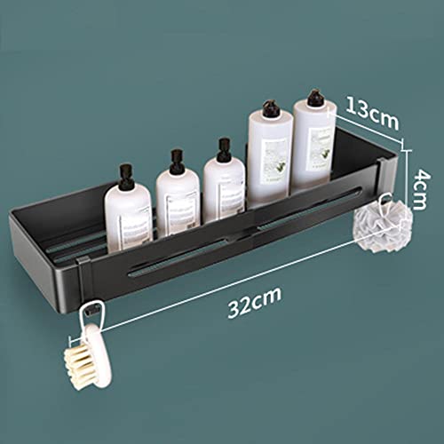 Estante de Ducha Caddy de Ducha montado en la Pared Sin perforar Estante de baño Adhesivo con Ganchos Aluminio Espacial para baño Inodoro-Plata C_3-Story