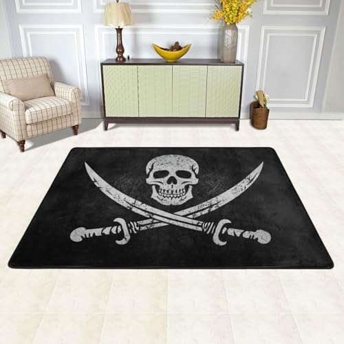 Tapete de área Jolly Roger 4'x6' antideslizante para interiores miniatura 2