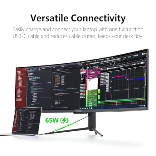 Image of INNOCN 49 inch Curved Monitor Ultrawide Gaming 5K2K 120Hz 32:9 QHD 5120 x 1440P Computer Monitor, R1800, 99% sRGB, HDR400, USB Type C, DisplayPort, HDMI, Built-in Speakers, Height /Tilt Adjustable - 49C1R