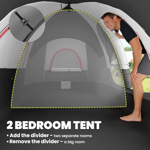 Outsunny 2 Bedroom Camping Tent for 6-8 Person, Large Family Tent with 2000mm Waterproof Rainfly and Screen Panels, Portable with Bag, for Fishing Hiking Festival image 1