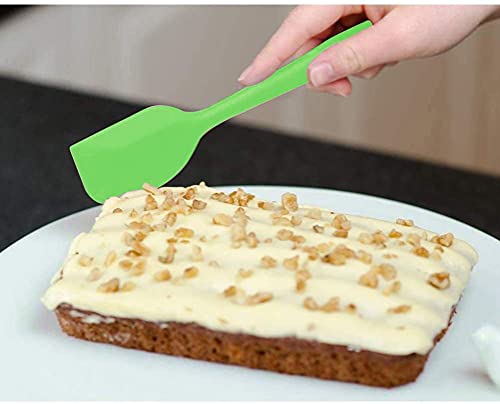 Image of P-Plus International Silicone Spatula Set 5-Piece - 446F Heat-Resistant Baking Spoon Spatula - Seamless One-Piece Design- Non-Stick Silicone Stainless Steel Core (Spatula Set of 5 Green)