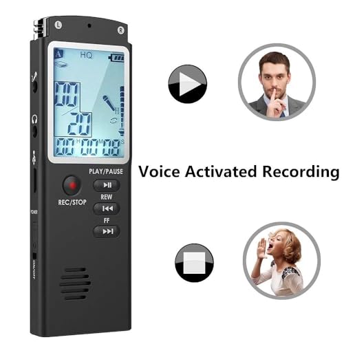 Image of DDLC 8GB Professional Digital Audio Voice Recorder with LCD | HD Noise Reduction | Voice Activated Recording | A-B Repeater and Long-Time Recording Capacity for Students & Professionals