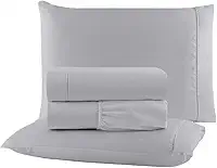 Jogo de Cama Casal King Size Percal 400 Fios Ponto Palito 04 Peças, Antiácaro, Não faz bolinha Toque Extra Macio (Cinza)