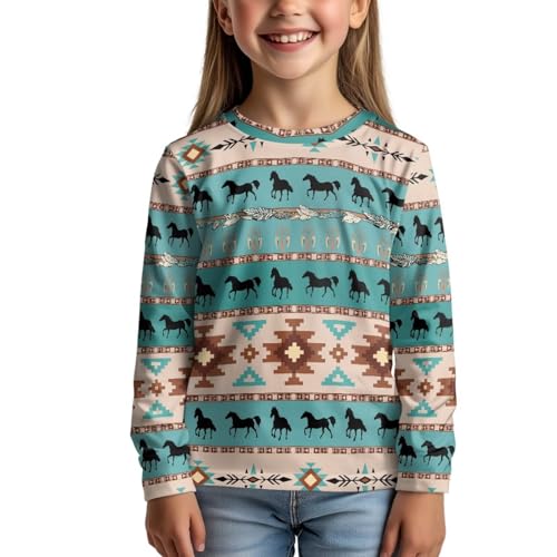 Long Sleeve Shirts for Kids Girls 3-16Y Casual Crewneck Tees Shirt Fall Outfits