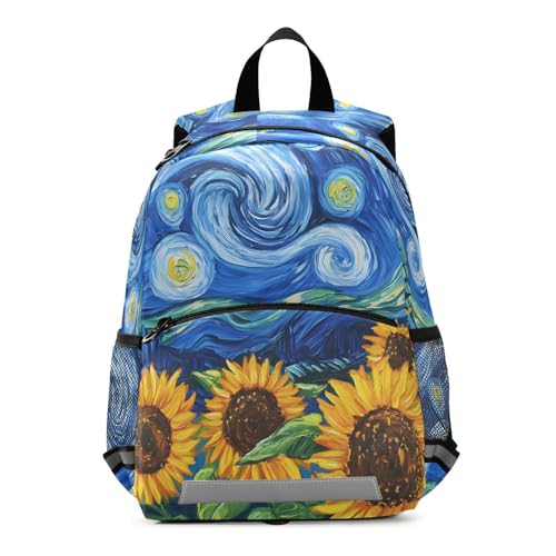 panksolu Sunflowers Starry Sky Paint Toddler Backpack for Boys Girls Kids Backpacks Preschool Bag Travel Bag