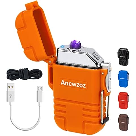 Lighter USB Rechargeable Lighter Outdoor Lighter Mini Lighter High-end Rechargeable Lighter for Garden Outdoor Activities(Orange) Cover