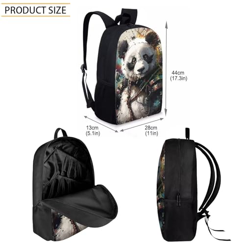 Bulopur Children's Panda Book Bag Set of 3, Kids School Backpack Schoolbag Bookbag Purses Lunch Tote Bag Pencil Case Box for Toddler Girls Boys2