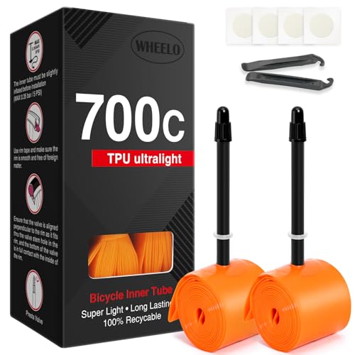 WHEELO TPU 700C×18-32C Bike Inner Tube: Lightweight Road Bicycle Tube with 85mm Presta Valves (Include 4PCS Bike Tube Patch Repair Kit)