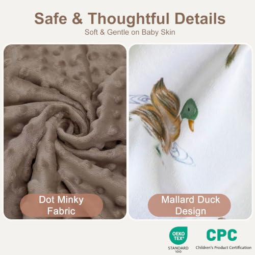 Image of Baby Security Blanket Soft Baby Lovey Unisex Lovey Shower Gifts for Newborn Boys and Girls Snuggle Toy Mallard Duck Stuffed Animal Green 14 Inch