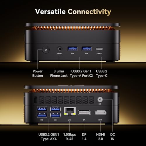 NiPoGi Essenx E1 Mini PC AMD Ryzen 3250U Windows 11 Pro (2C/4T, up to 3.5 GHz) 8GB DDR4 RAM + 256GB SSD, 4K@60Hz dual display HDMI 2.0 + DP/Wi-Fi/BT/LAN, mini computer for office/education - 9