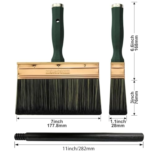 KINGORIGIN 7 Inch Paint Brush, Quick Deck Brush with Threaded Handle for Extension Use, Paint Brushes for Walls, Stain Brushes for Wood, Fence and Furniture