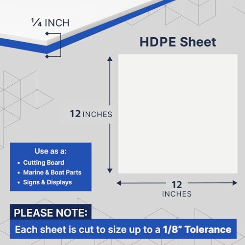 Image of Duco USA-Made HDPE Sheet 1 /4 Inch Thick 12 inch x 12 inch - 2 Pack of White HDPE Plastic Cutting Board Plastic Sheet for Kitchen, Signs, Crafts, Shelf Board, and Dishwasher Friendly