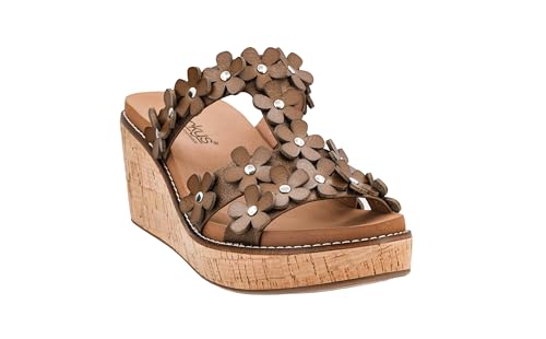 Corkys Footwear Womens Mic Drop Wedge - Featuring A 2.5-inch Heel, A Strappy Upper with 3D Floral Embellishments, and Corkys Signature Soft EVA Insoles3