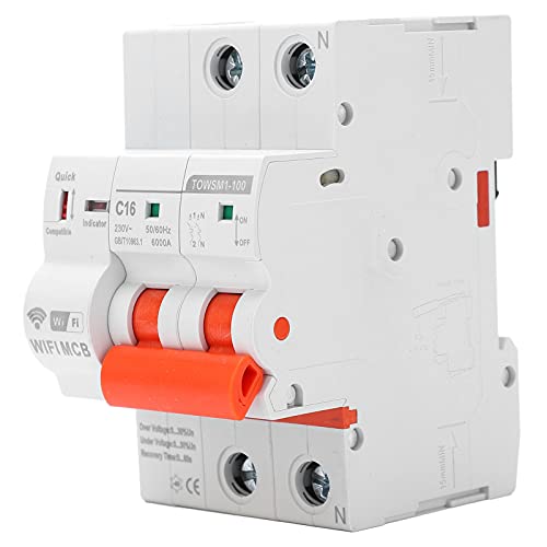 WiFi Circuit Breaker DC 230V 2P Din Rail Mount Automatic Reclosing Leakage Protection Air Switch for Households Factories (40A)