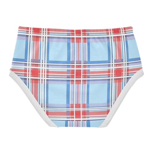 Red Blue Plaid Girls' Underwear Breathable Material Organic Underwear for Baby Girls in Sizes 2T,3T, 4T, 5T, 6Y and 8Y2