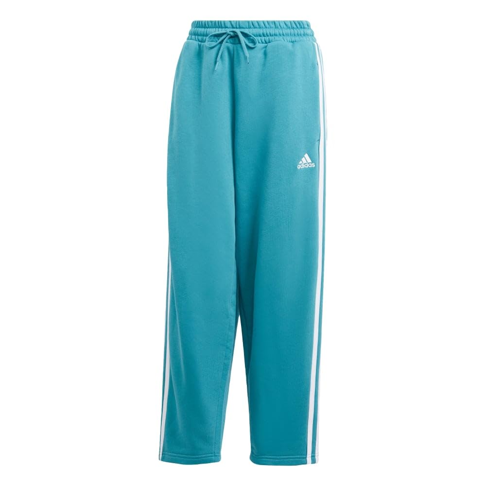 adidas Weite Fleece-Hose mit 3 Streifen, Arctic Fusion/Weiß, XS